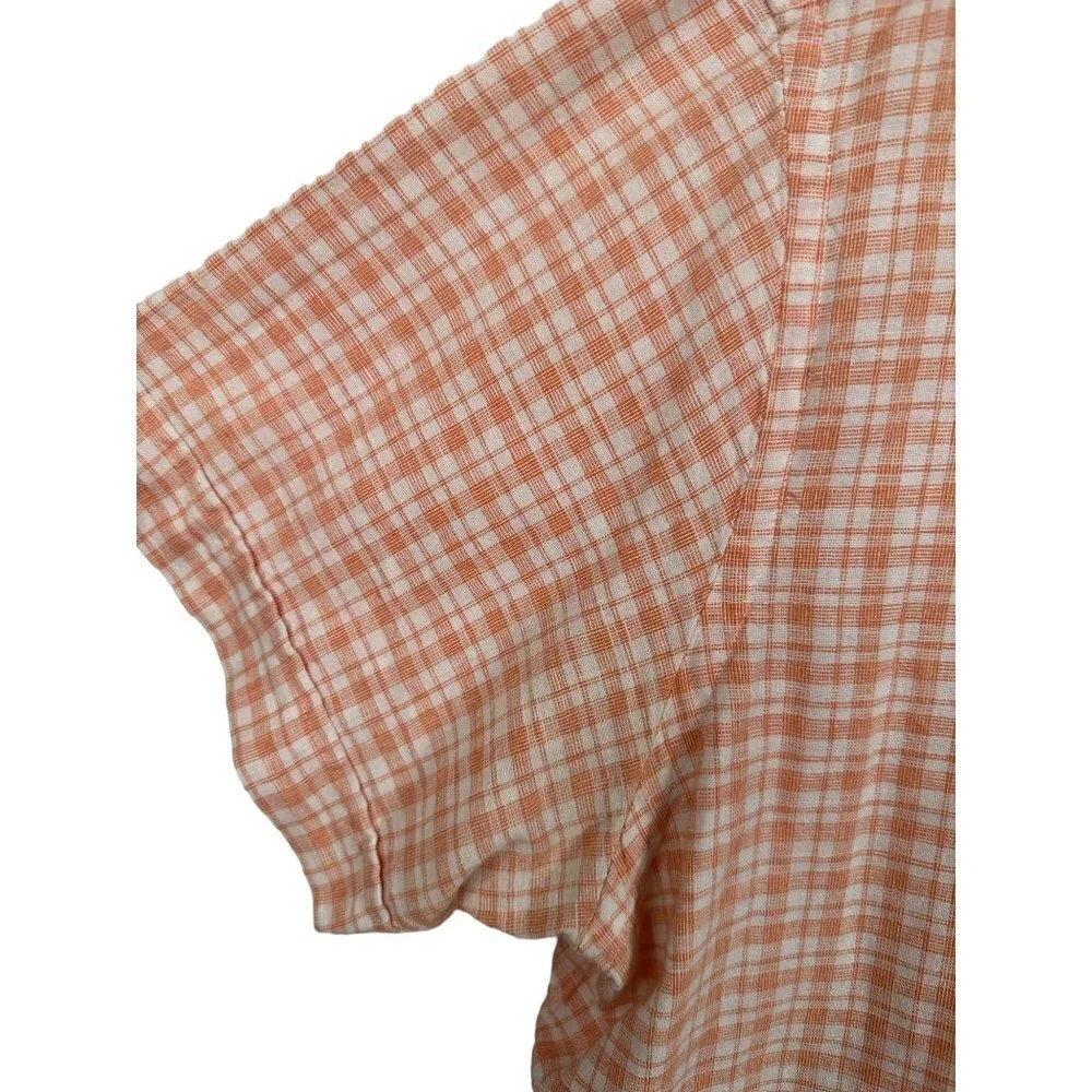 Banana Republic orange checkered button‎ up shirt, Size XL